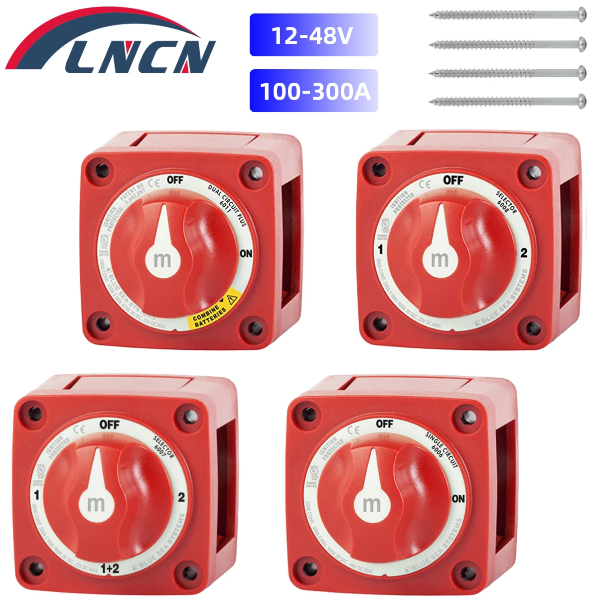 2/3/4 Position M-Series Mini Switch Cut Single Dual On/Off Marine Boat 12-48V 100-300A Battery Switch Isolator Disconnect Rotary