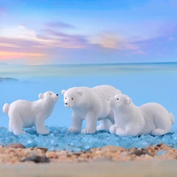 Micro Landscape Mini White Bear Snow Polar Bear Figurines Ornament Christmas Gift Furnishings Home Decor Maison Et Jardin