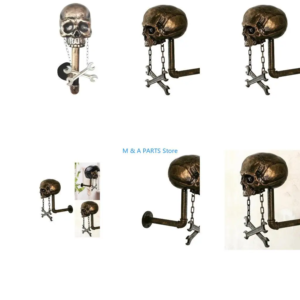 U1JF Helmet Holder Wall Mount Rack for Coat Skull Head Holder Helmet Display Rack