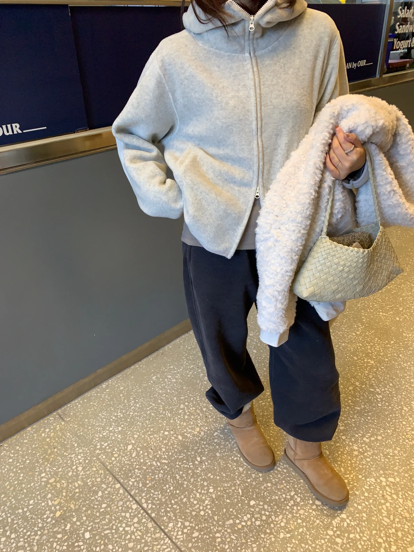 

A503 BAADA Korean Sle Architekt Fce Hooded Zipper Jaet Warm All-Match Winter Women's Sweatirt Polyester Fiber