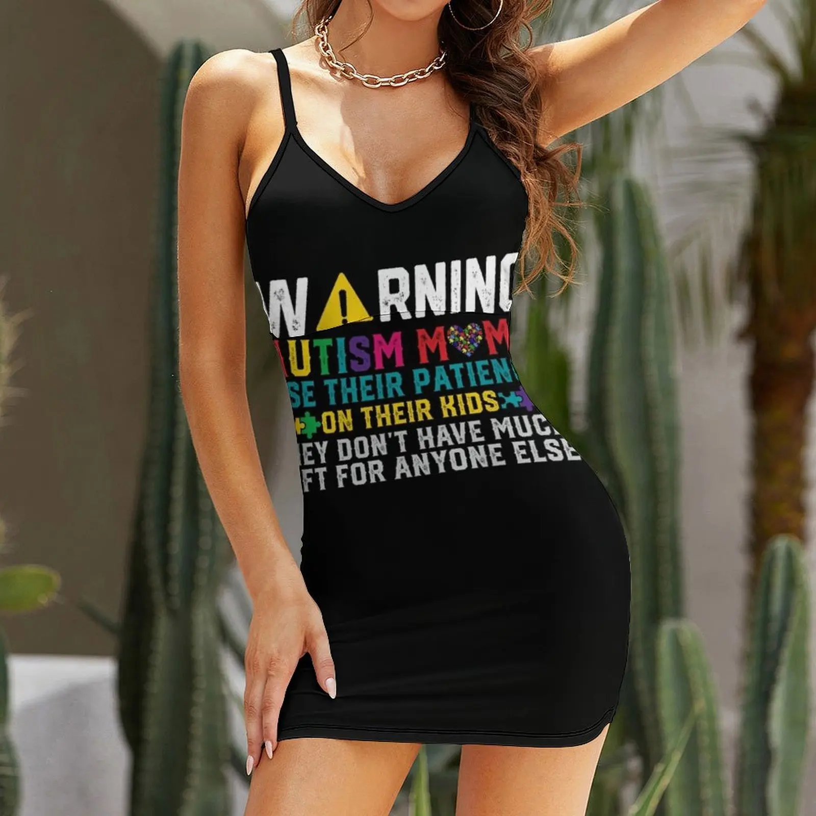 Engraçado autismo mãe t camisas femininas dia de conscientização do autismo sling vestido feminino vestidos de verão roupas femininas vestidos casuais