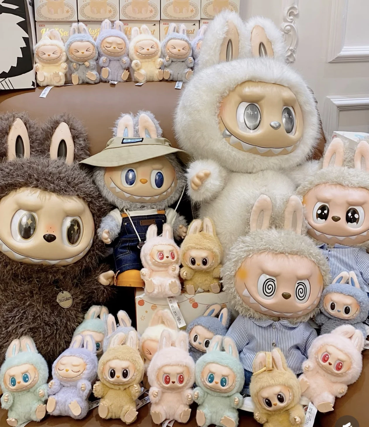 For Labubu The Monsters Blind Box Hot Toy Heartbeat Macaron Enamel Face PVC Figure Doll Kawaii Ornament Keychain Gift for Kids