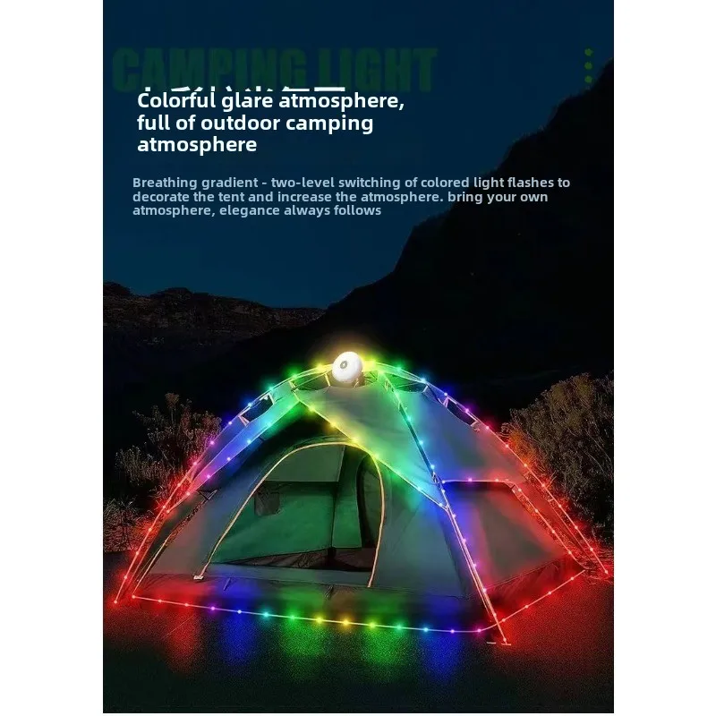 Stringa di luce esterna, luce da campeggio, luce per tenda, stringa di luce retrattile, stringa di luce da campeggio multifunzionale per esterni
