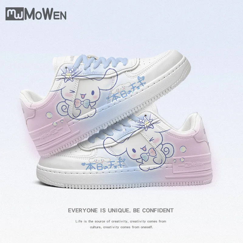 Kawaii Hello Kitty Kuromi moja melodia sneakersy dziecięce casualowe Cinnamoroll urocze buty Y2k nowe jesienne pary buty deskorolkowe prezent