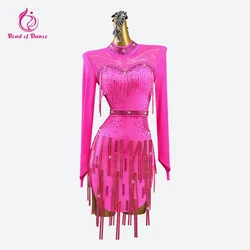 Girl Latin Dance Dress Elegant Woman Prom Fringed Skirt Cabaret Ballroom Sex Dress Practice Clothes Line Suit Samba Costume wear