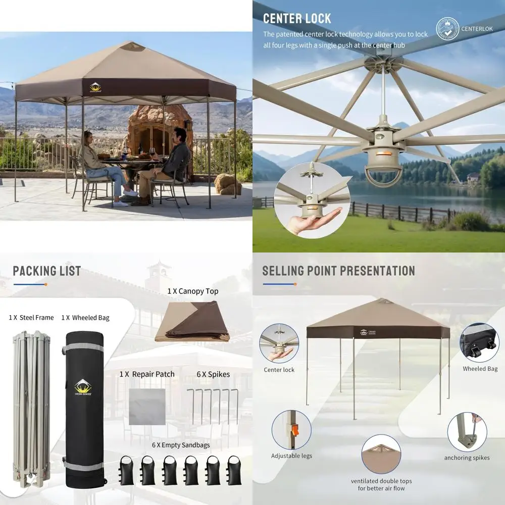 

Portable 6-Sided Gazebo with Center Lock, Easy Setup, 300D UV-Resistant Silver-Coated Fabric, Ideal for Outdoor Events