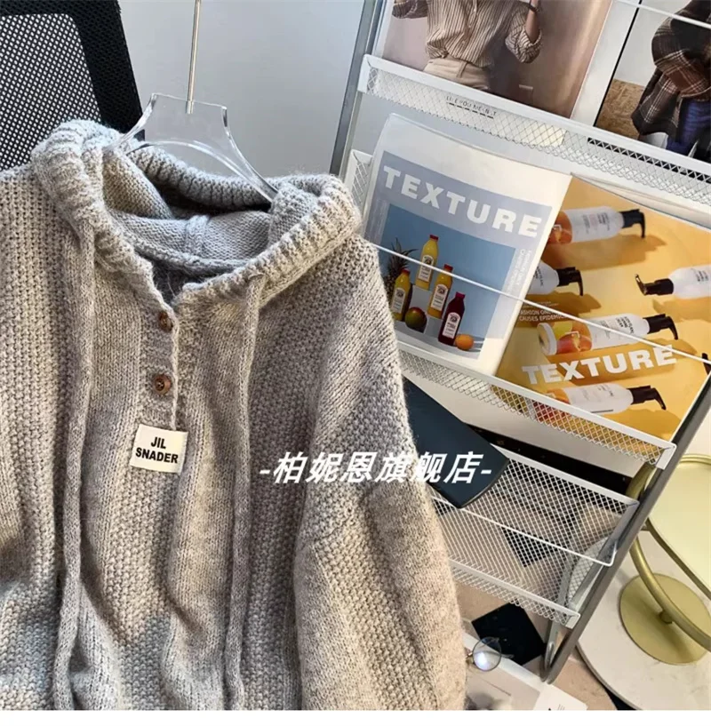 Lazy Style Loose Hooded Sweater Sweatshirt Women's Outerwear 2024 Autumn and Winter New Loose Explosive Thick Korean Knitted Top