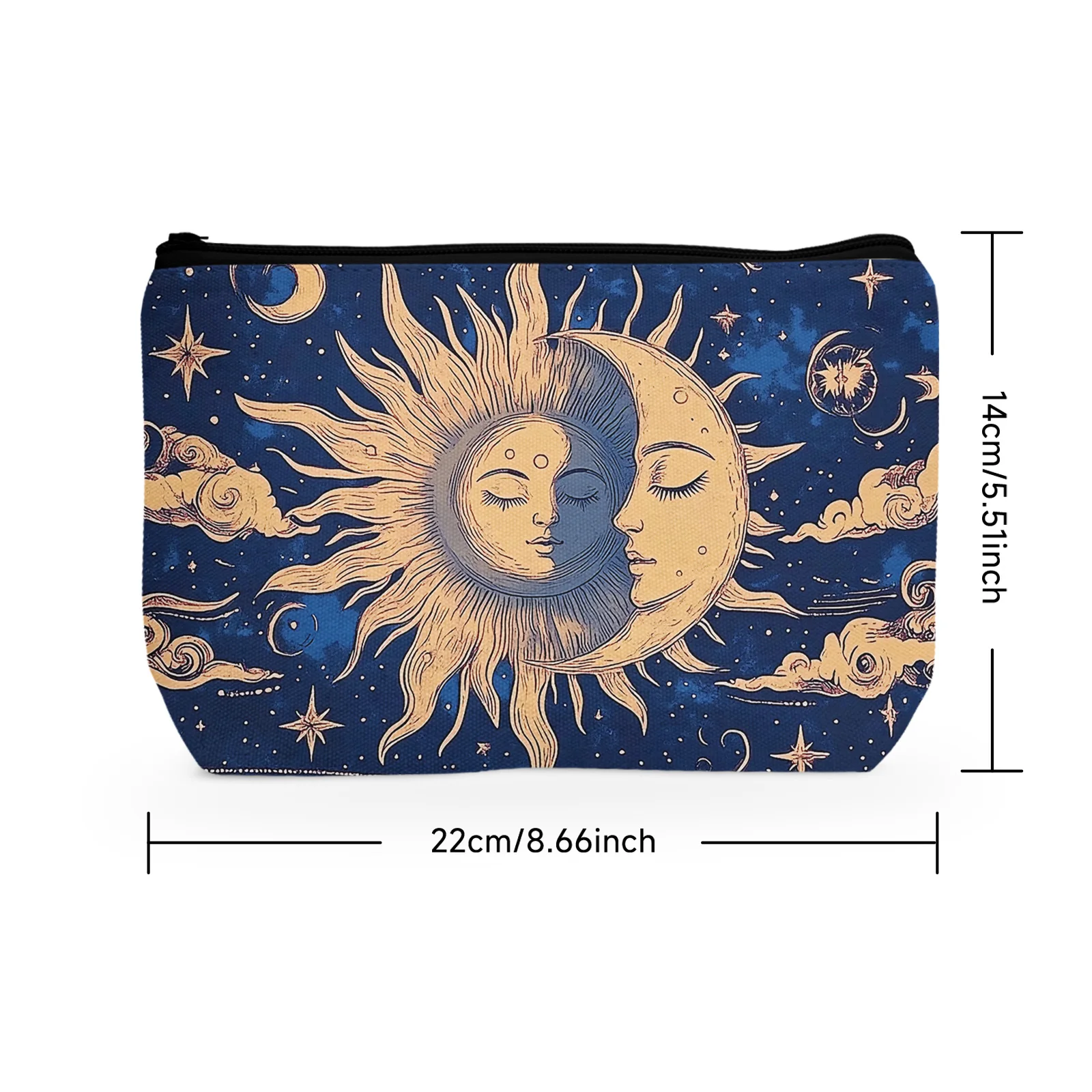 1Pc Astrology Sun And Moon Cute Cosmetic Bag With Zipper Makeup Bag For Women Christmas Birthday Best Gift For Friends