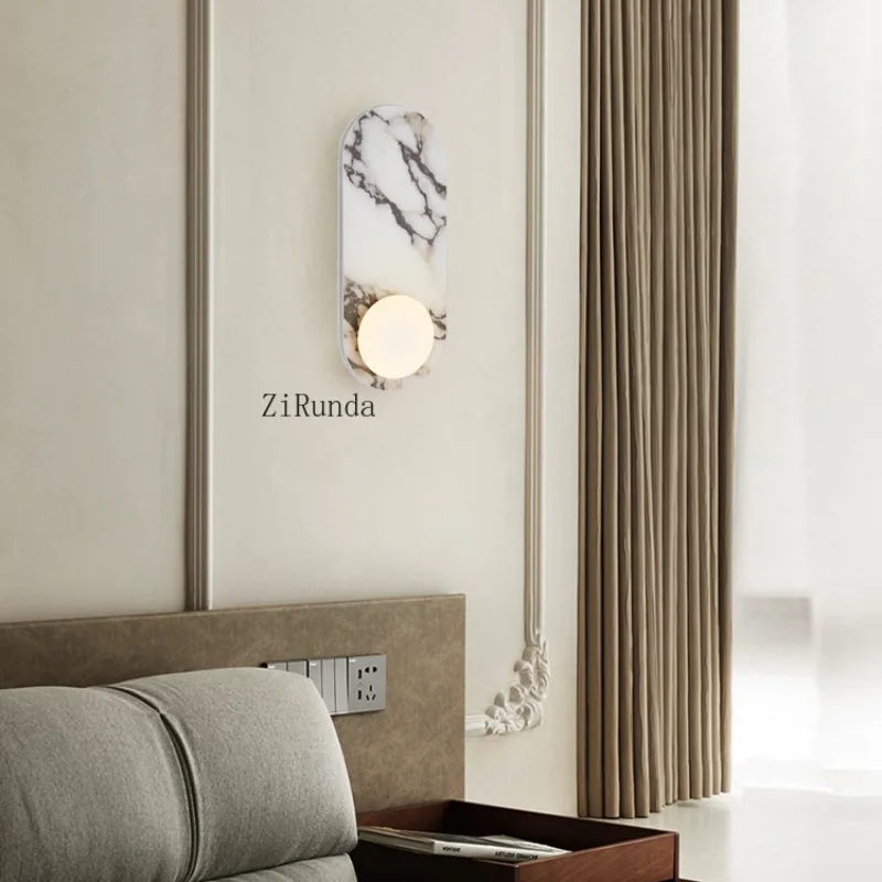 Moderne minimalistische wandlamp Marmeren bedlampje in Scandinavische stijl voor woon- en commerciële haltrappen