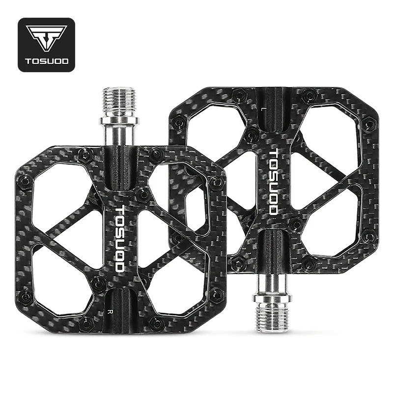 

TOSUOD High-Performance Carbon Fiber Pedals, T700 Ultra-Light with Titanium Axle & 3 Bearings for MTB Road Bike Upgrade