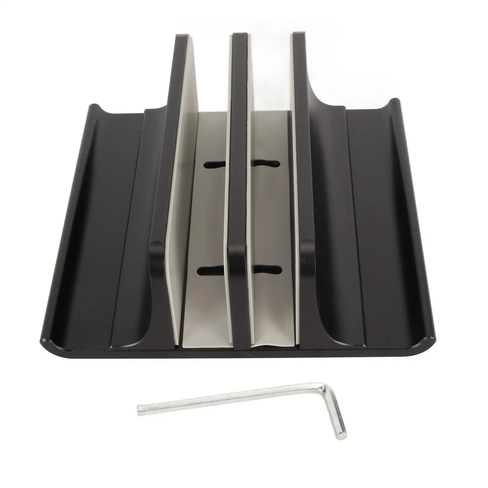 4-in-1 Adjustable Vertical Laptop Stand - Durable Aluminium Alloy, 2 Slots for 0 .63 to 2.36 PCs, Lightweight Design