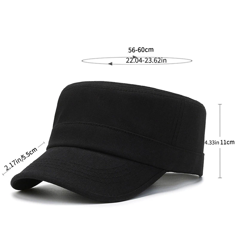 1PC Men Women and Men Adjustable Classic Style Plain Flat Vintage Army Hat Cadet Military Patrol Cap Summer Sunscreen Cadet Hat