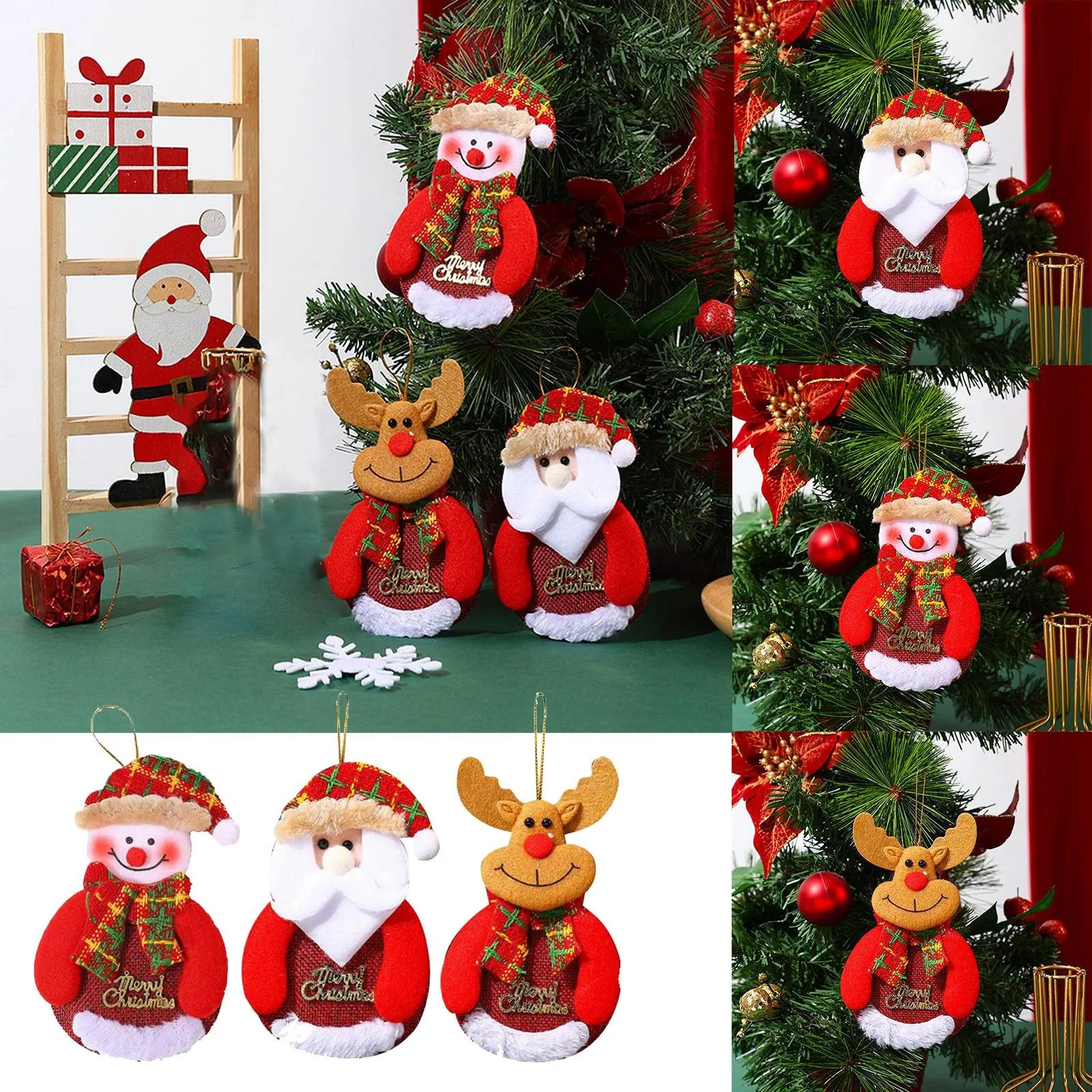 Christmas Tree Ornaments Multi Color Deer Pendant for 2023 Noel Tree Decorations Xmas Kids Crafts Party Supplies Creative Toys