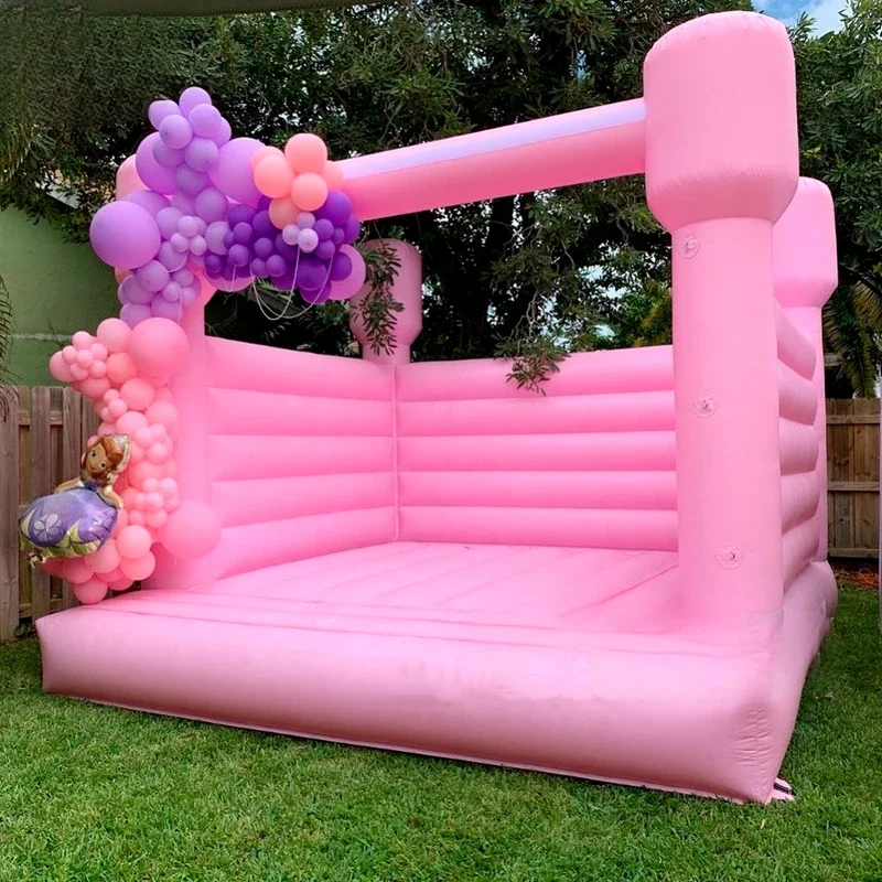 Moonwalk Bounce Pastle Pink  House Inflatable Jumper White Bouncy Castle Bouncer Commercial For Kids Party