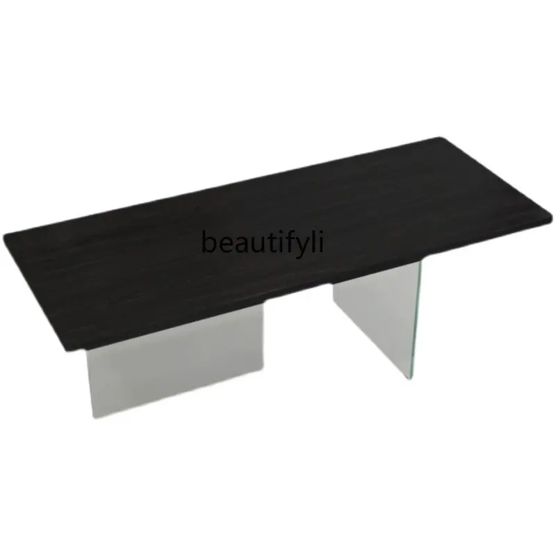 

zqAcrylic Suspended Dining Table Dining Room Log Workbench Desk Simple Fashion Display Table