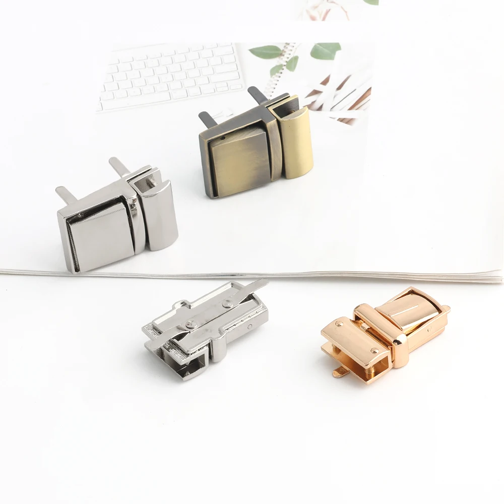 5/10/20PCS Metal Rectangle Press Push Lock For Handbags Bag Briefcase Spring Lock Snap Decorative Clasps Repair Kit Accessories