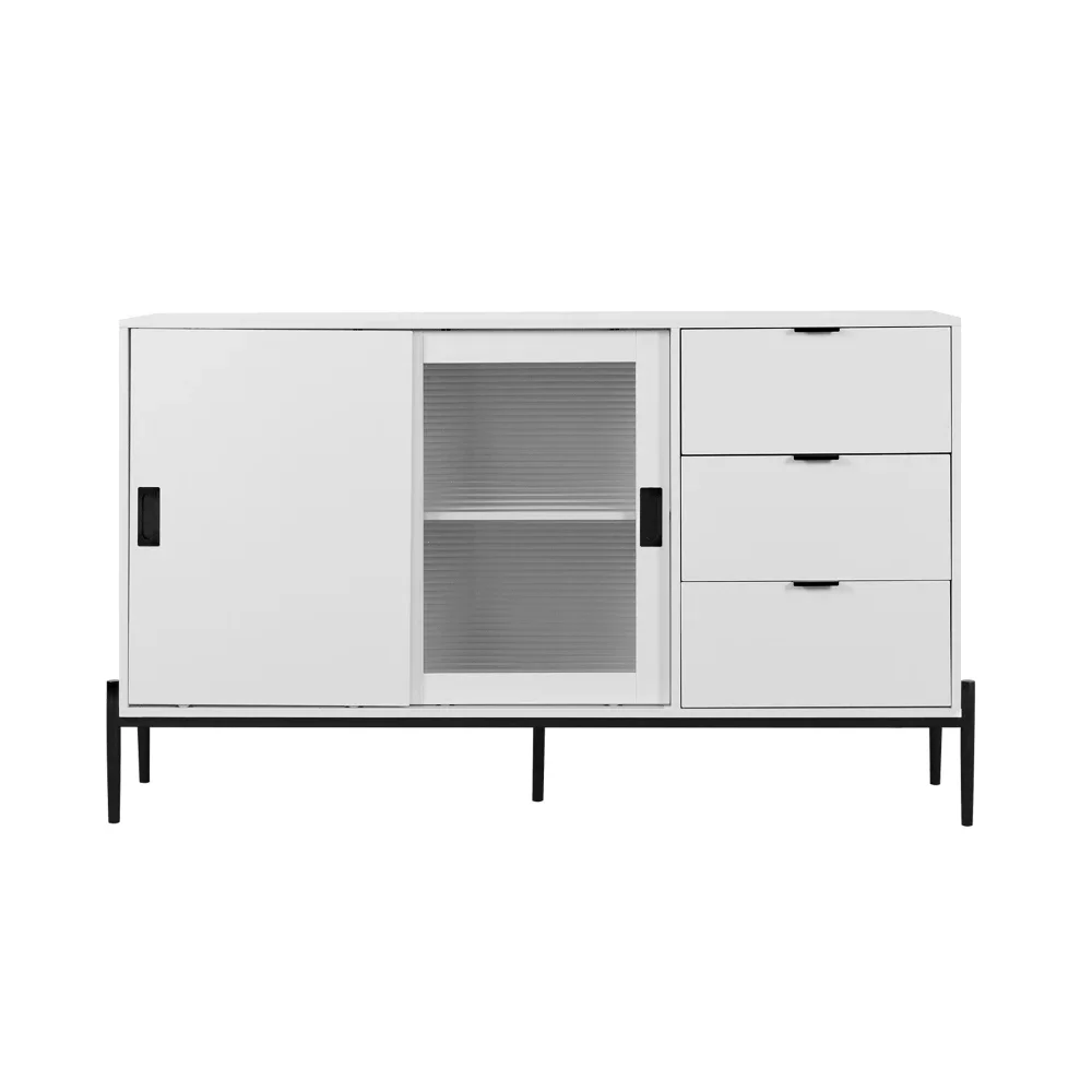 Glas-Schiebetür, 3 Schubladen, modernes Sideboard, Küche, Buffetschrank für Flure, Eingänge, Küche, Arbeitszimmer – Detail 18