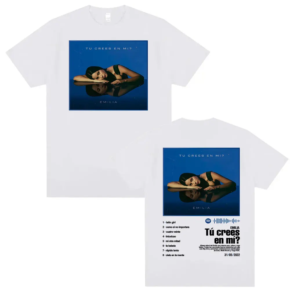 المغني إميليا Mernes Tu Crees En Mi_ غطاء تي شيرت الرجال النساء Harajuku شارع العليا الهيب هوب الكلاسيكية تي شيرت عادية القطن تي شيرت #1
