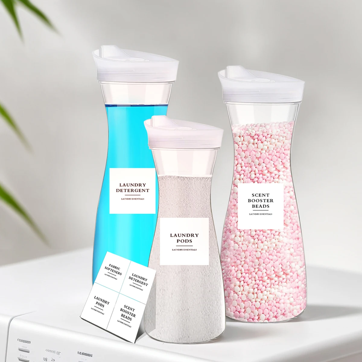 1pc Laundry Detergent Dispenser Botlle with Waterproof Labels for Laundry Liquid, Fabric Softener, Blench, Scent Booster Beads