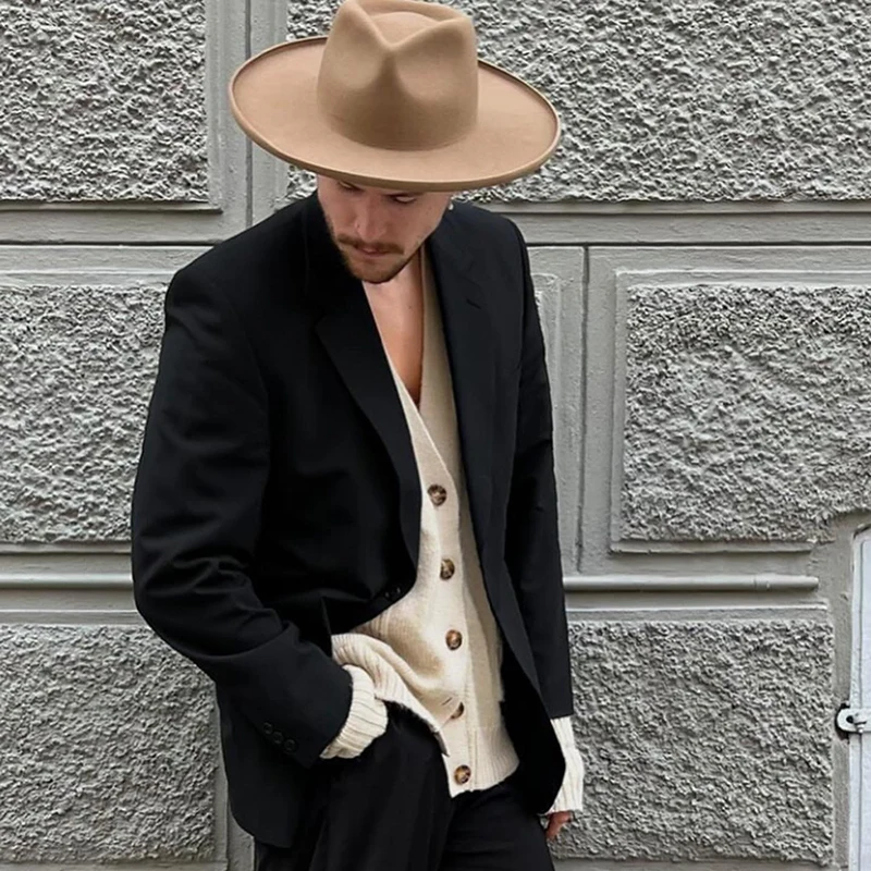 Fedora Hat Crimping Felt Hat Luxury Man Women Hats Fashion Formal Wedding Decorate Camel Panama Cap Fedoras Gorras Para Mujer