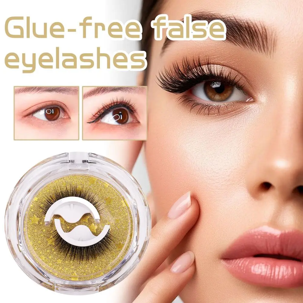 Ciglia finte nere senza colla Innesto naturale Arricciatura duratura Simulazione lunga e spessa Una coppia di ciglia finte facili da un pezzo