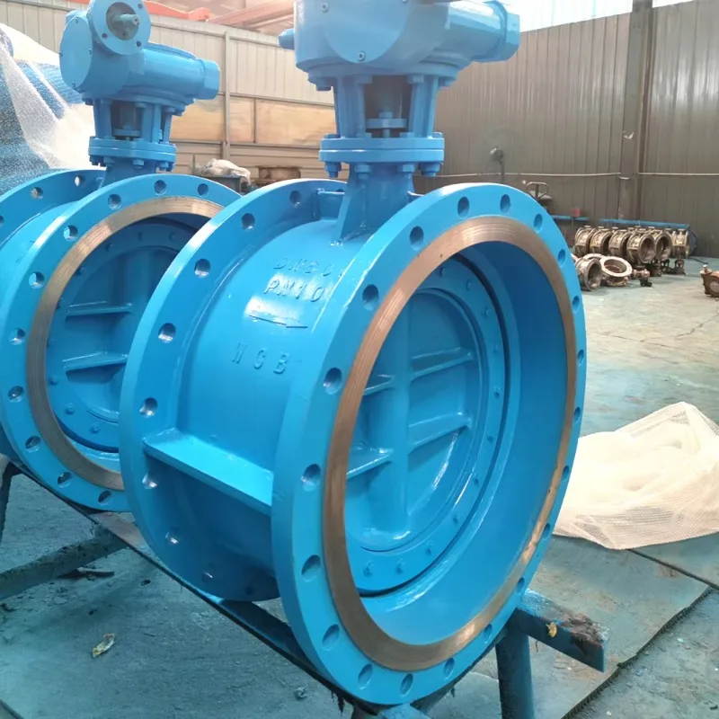 BS AWWA DN150 صمام فراشة ذو حواف يدوية ذات حواف ناعمة مزدوجة غريب الأطوار