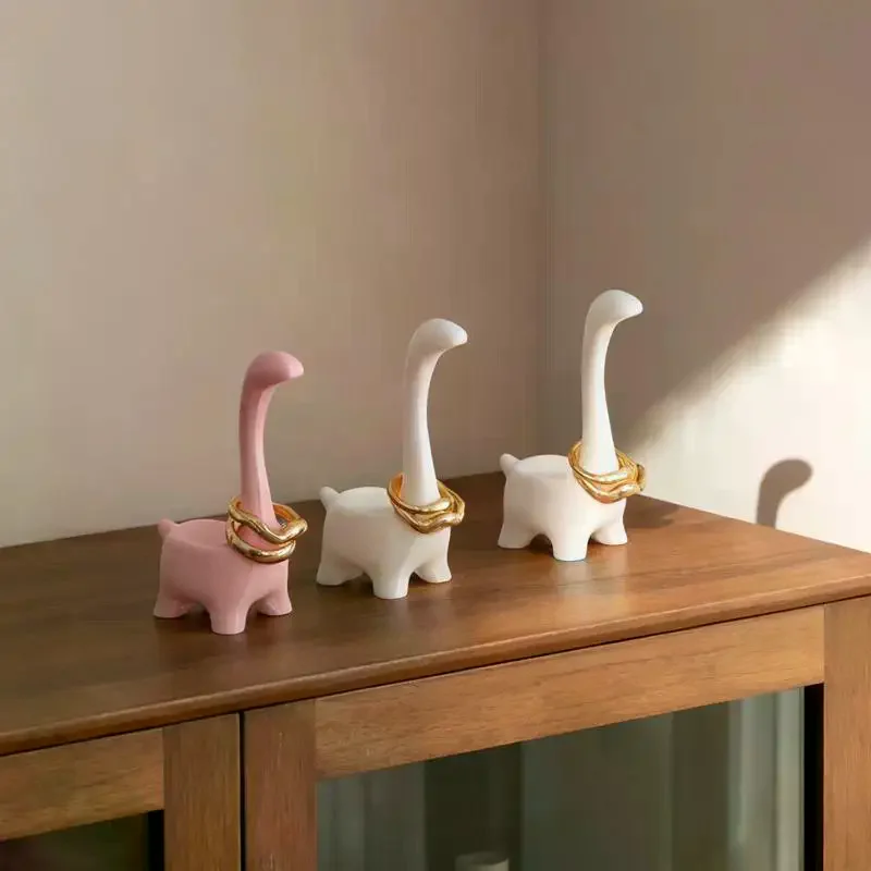2026 Creative Cartoon Dinosaur Jewelry Display Ring Holder Pink Multi Functional Durable Stand Tools Accessories Packaging view 4
