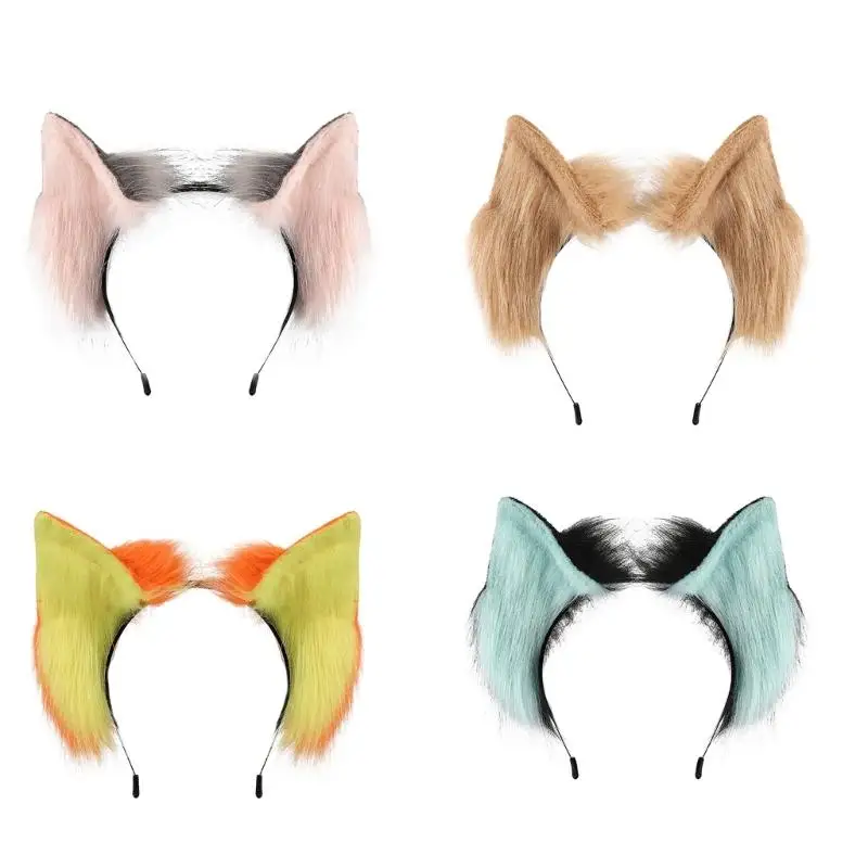 39BD Nonslip Cosplays Animal Ear Headbands Plush Hairband For Women Teens Girls
