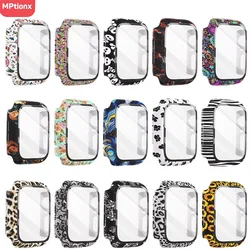 Vidro + capa para apple watch 44mm 40mm 42mm 38mm, capa completa, moldura protetora de para-choque rígido de pc para iwatch série se/6/5/4/3/2/1