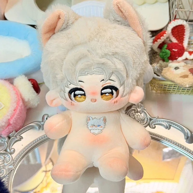 

20cm Anime Game Tears of Themis Vilhelm Kawaii Cosplay Soft Cotton Doll Body With Ears Tail Cartoon Dress Up Toy Figures Gifts