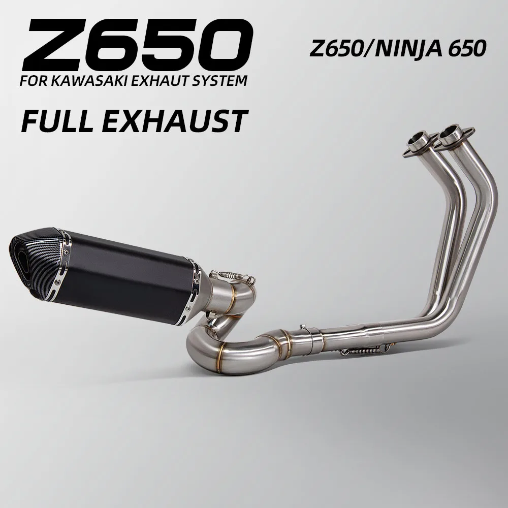 

For Kawasaki Z650 Ninja650 Ninja Z 650 Motorcycle Full Set System Rotate Roundabout Front Pipe with 370MM Muffler Kit