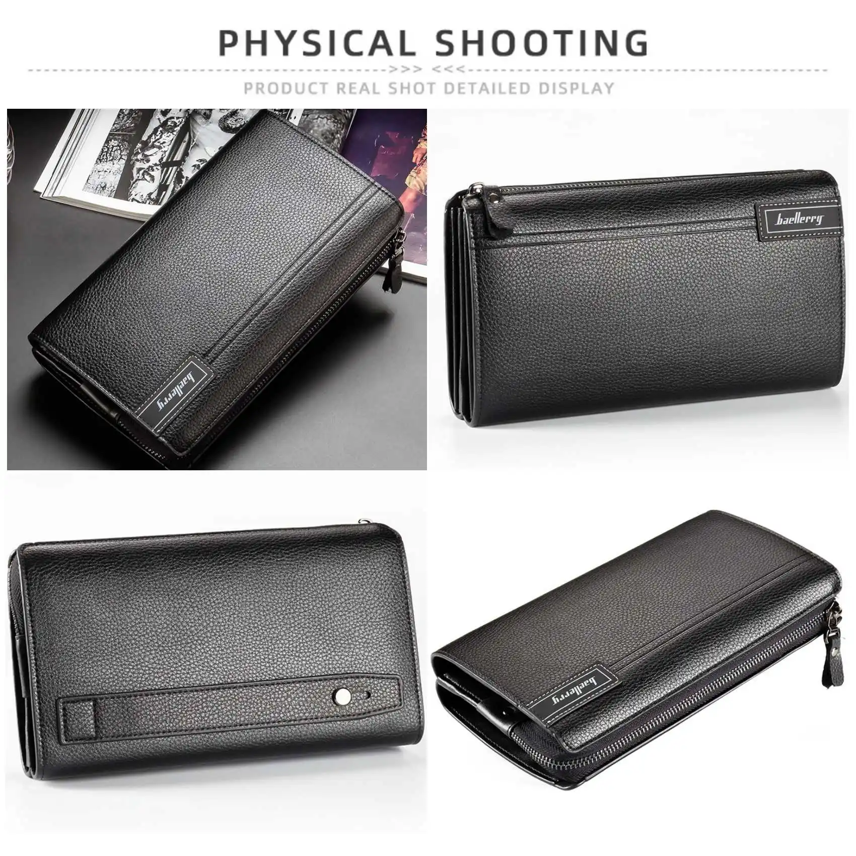 الأعمال عادية متعددة الطبقات سعة كبيرة حقيبة صغيرة ليتشي نمط سستة الرجال محفظة طويلة موضة جديدة حامل بطاقة متعددة الفتحات