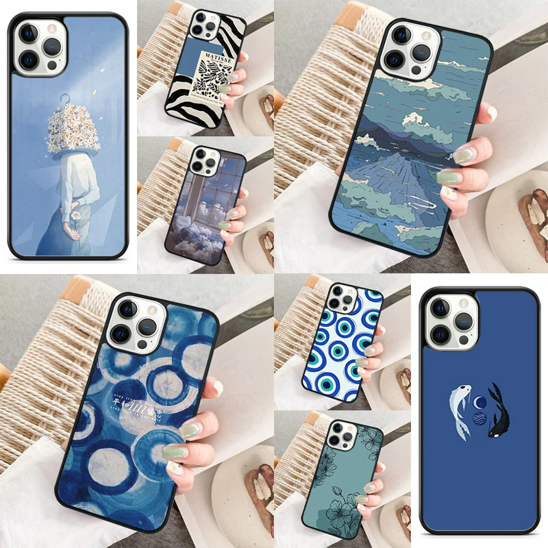 fifty shades of blue pastel Phone Case For iPhone 16 15 14 11 12 13 mini Pro  XR XS MAX Plus coque Cover Shell