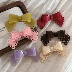 Korean Style Acetate Hollow Bow Barrettes Cute Sweet Girl Duckbill Clip Shredded Hair Bangs Clip New Hair Accessories