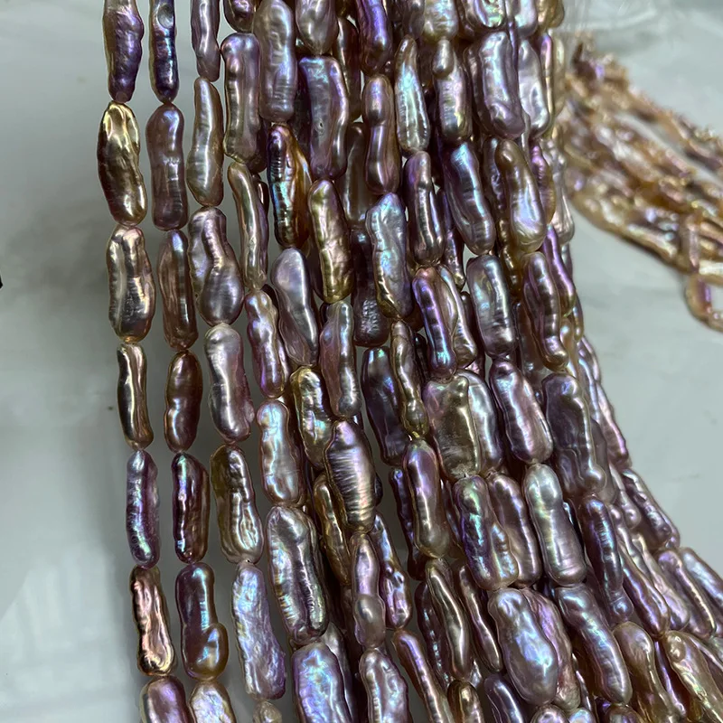 7-8mm5A المياه العذبة الطبيعية الباروك البيضاوي اللؤلؤ الأرجواني الوردي DIY بها بنفسك النساء قلادة أساور صنع المجوهرات اكسسوارات عيد الميلاد #4