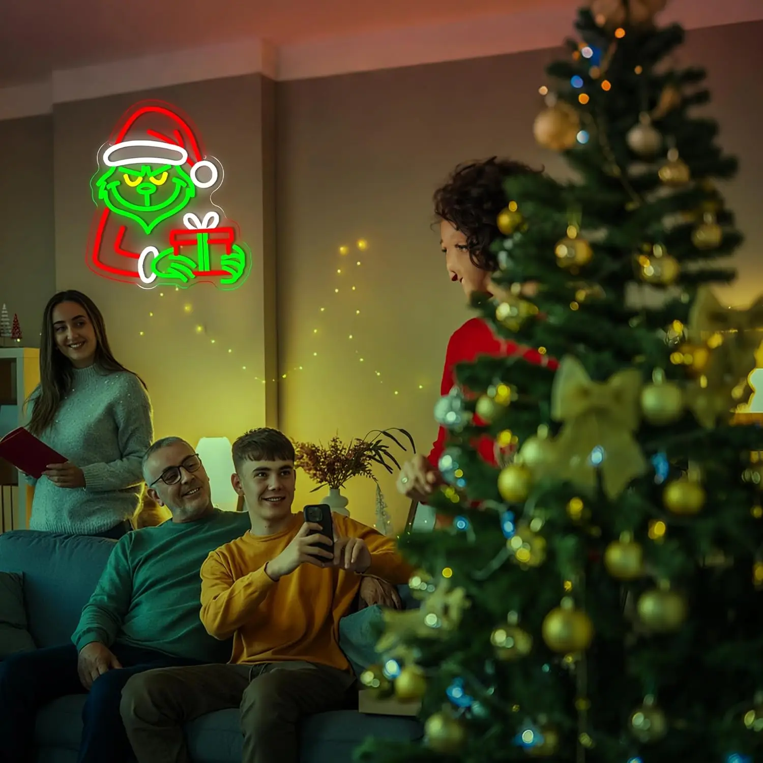 Christmas Neon Sign USB Dimmable Christmas Neon Light for Men LED Light Up Sign for Living Room Store Man Cave Home Decor Gift