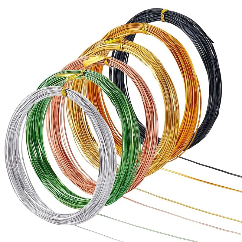 196Ft 6 Colors Flat Aluminum Wire, 0.5X1mm Colored Wire For DIY Craft Jewelry Making Wiry Enamel Craft, 32.81 Feet/Roll