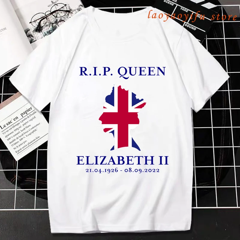 RIP QUEEN ELIZABETH Classic T Shirt Women Queen Elizabeth II Graphic Tops Hip Hop Streetwear Clothing Cartoon T-shirt Male