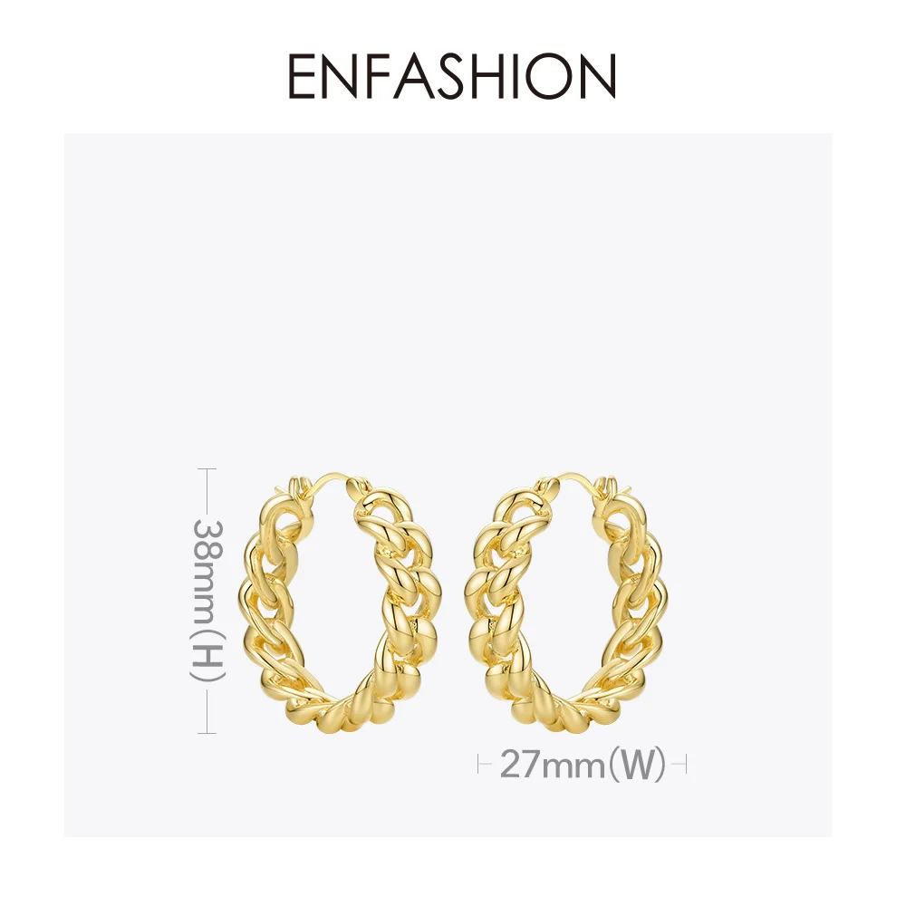 ENFASHION Punk Small Link Chain Hoop Earrings For Women Gold Color Round Hoops Earings Fashion Jewelry Pendientes Mujer E191088