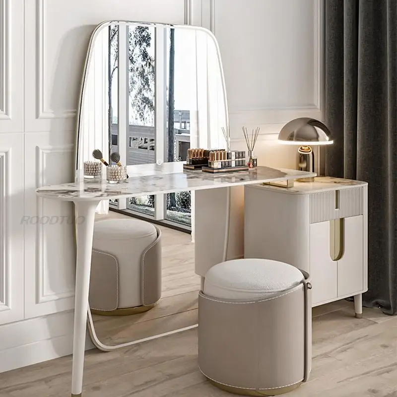 

Light Luxury Vanity Combination With Full Body Mirror Makeup Stool Led Lights Bedroom Furniture Designer Makeup Table