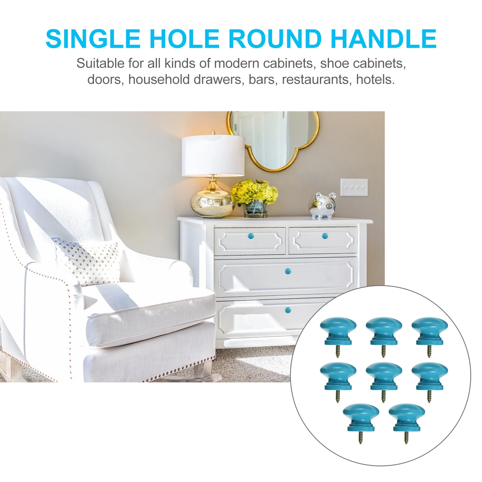 

8 Pcs Handles Single Hole Solid Wood Self Tapping Drawer Knob Mini Brown Knobs Door