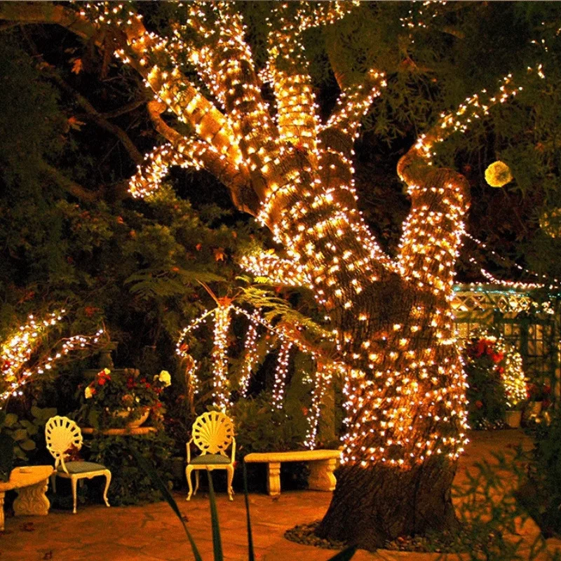 Outdoor Christmas String Fairy Lights with Plug Waterproof Garden Patio Tree Garland Home Holiday Light New Year Party Decor