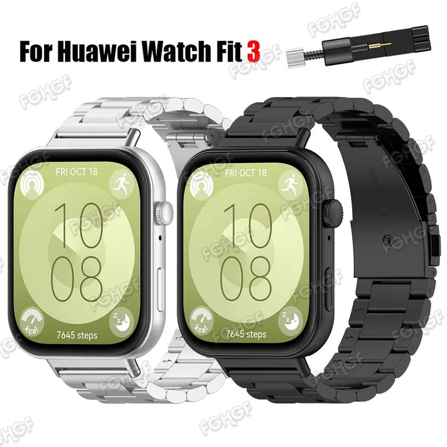 Correa de acero inoxidable para reloj inteligente Huawei Fit 3, pulsera de Metal reemplazada, accesorio de pulsera