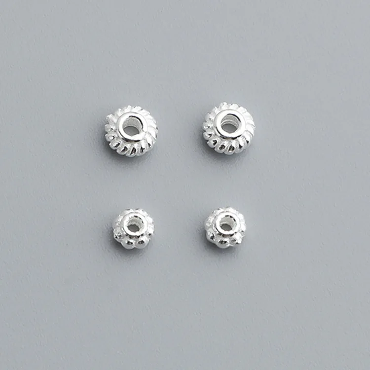 5pcs/Lot 925 Sterling Silver Screw Oval Loose Beads 3/4mm Neckalce Bracelets Fine Small Silver Spacers DIY Jewelry Accessories