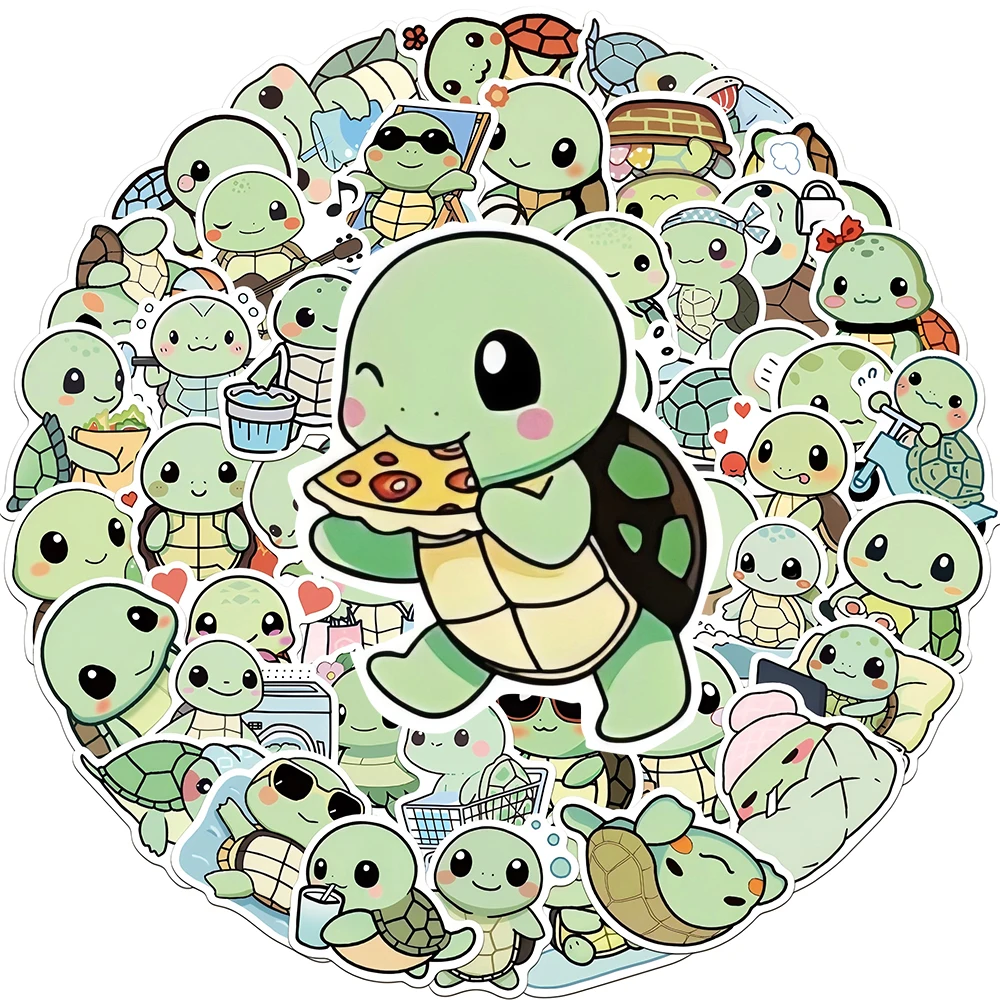 10/30/50 stücke Nette Schildkröte Aufkleber Kawaii Mädchen Kinder Tiere Cartoon Aufkleber Wasserdicht DIY Journaling Laptop Sammelalbum