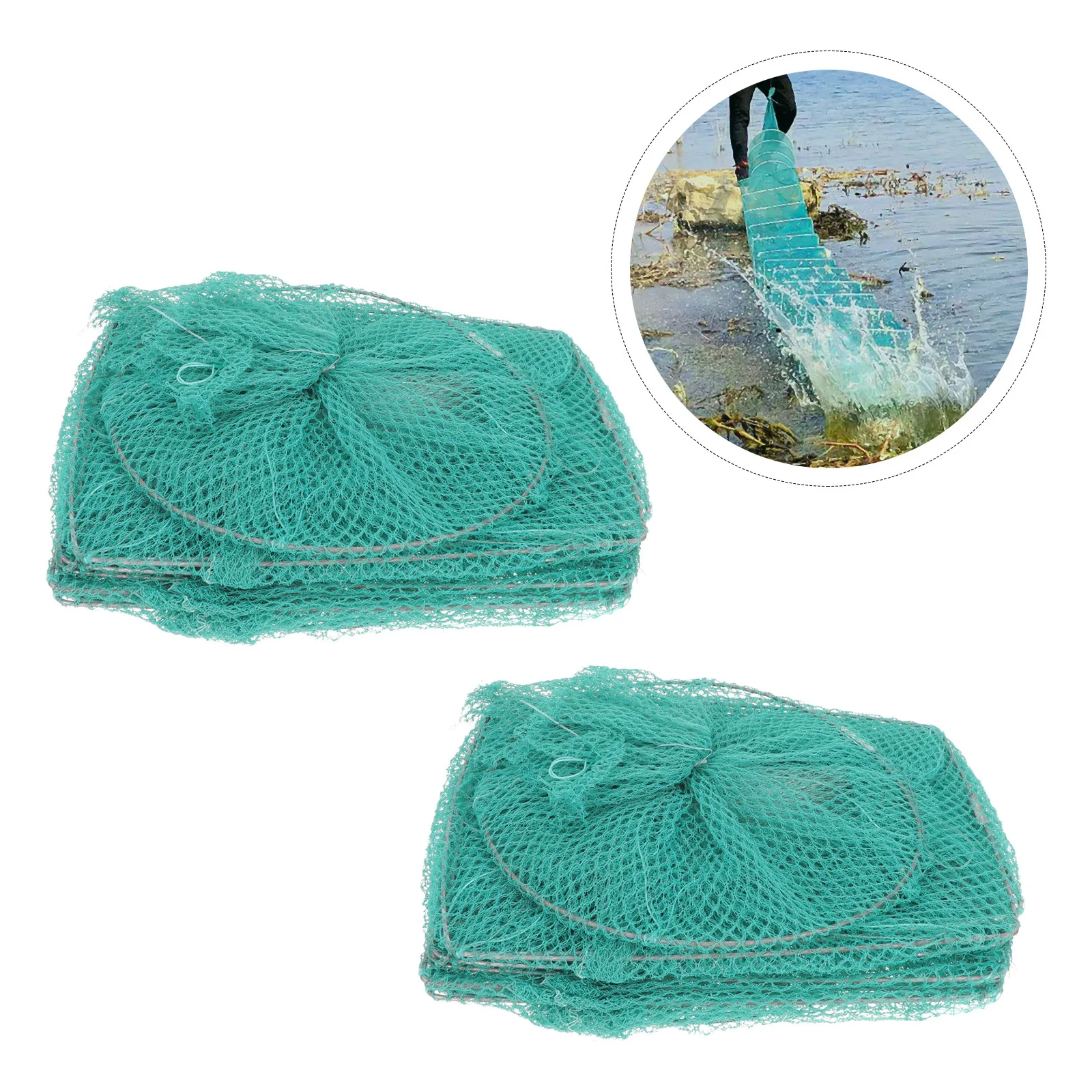 2 قطعة الطعم القابل للطي يلقي شبكة فخ صافي المحمولة لوازم الصيد دائم النايلون سعة كبيرة أداة الصيد في الهواء الطلق #6