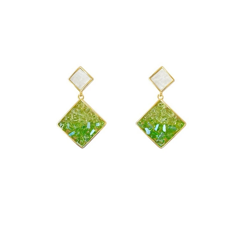 Simple Elegant Transparent Crystal Clips on Earring Without Non Piercing Vintage No Ear Hole Square Rhombus Stone Clip Earrings