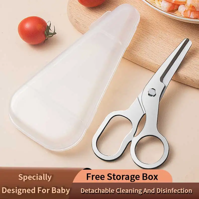 316 Stainless Steel Baby Food Scissors Detachable Design Infant Food Cutter Safety Rounded Tip BPA Free Easy Clean Baby Feeding