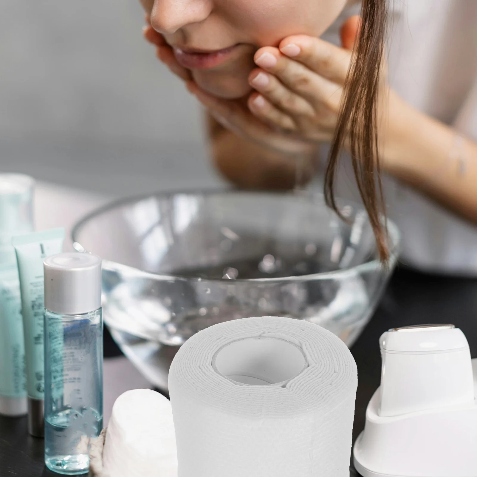 منشفة وجه سميكة وناعمة للاستعمال مرة واحدة، 1 لفة مناديل الوجه القطنية للغسيل وإزالة المكياج، منشفة وجه قطنية للاستخدام اليومي #1