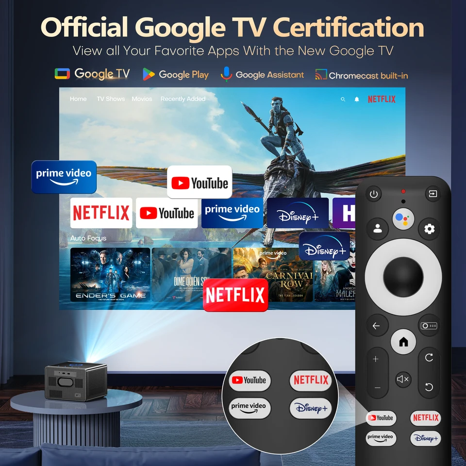 XIWBSY 4K Google TVプロジェクター 52000ルーメン